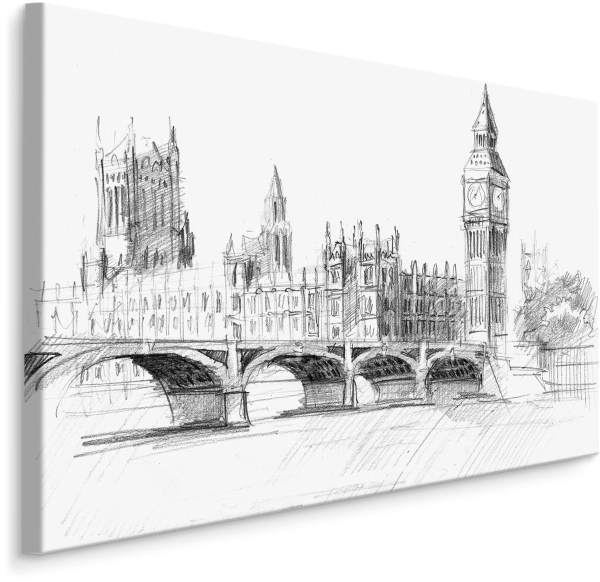 karo-art Schilderij - Tekening van het oude Londen, Premium Print op Canvas Multikleur