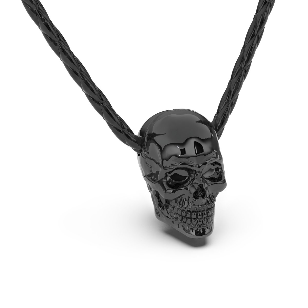 SERASAR Lederen Halsband Man [Skull], Zwart 60cm, Cadeau voor Hem