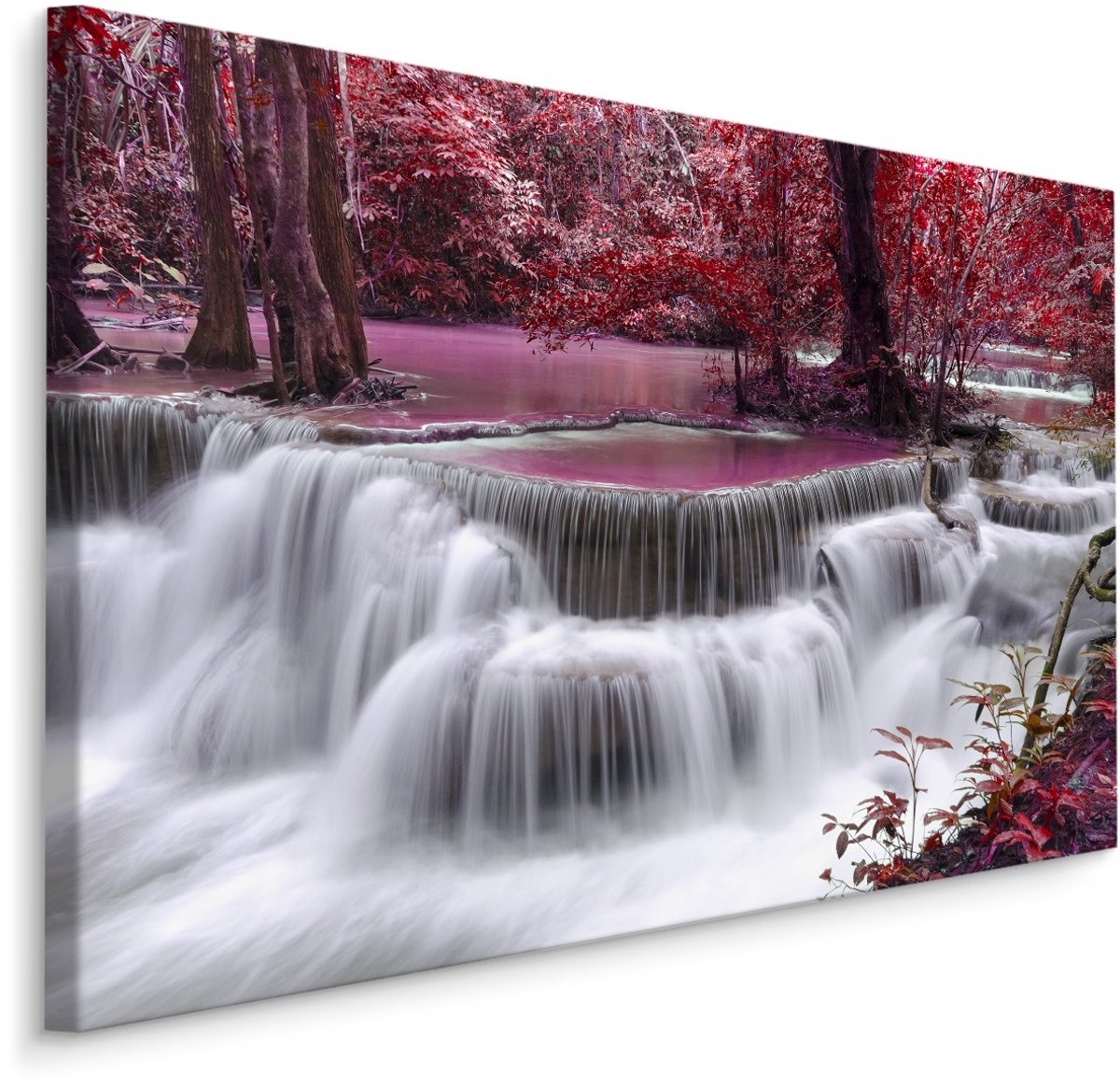 karo-art Schilderij - Rode waterval, 4 maten, premium print Multikleur