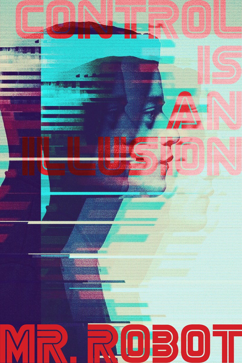 karo-art Poster - Quote van mr Robot, Control is an Illusion, Premium print Multikleur