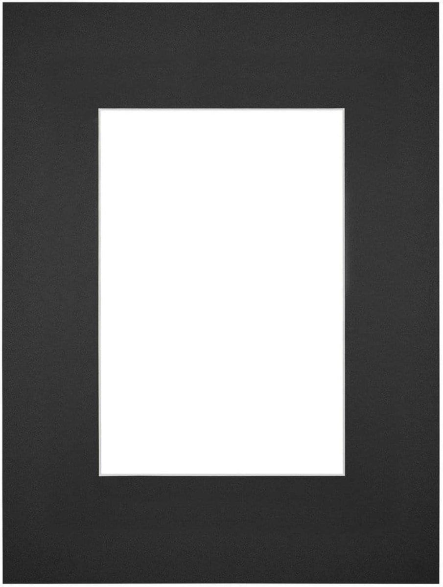 Passe-Partout Fotomaat 10x15 cm - Lijstmaat 18x24 cm - Zwart - Museumkarton - Fotolijst niet inbegrepen