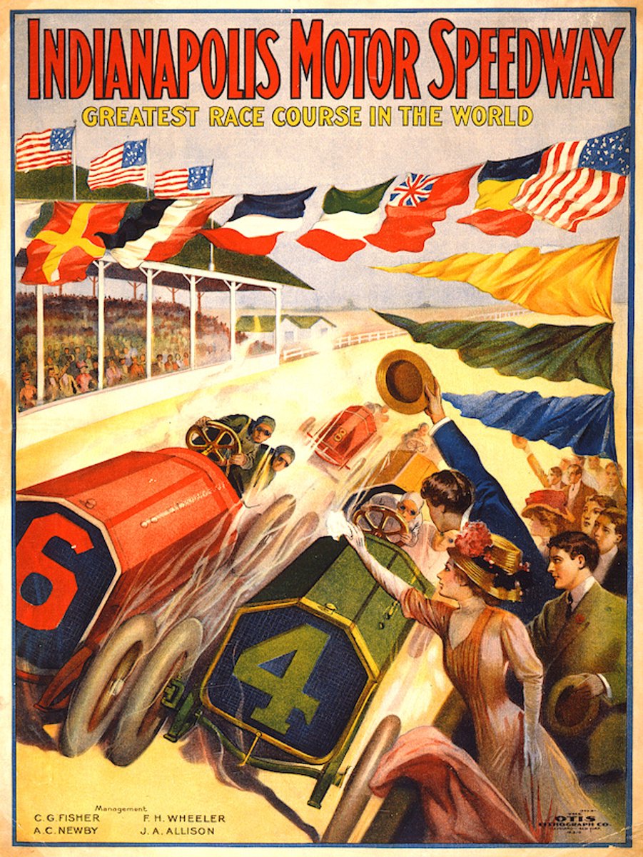 karo-art Poster - Indianapolis Motorspeedway, 1909. 50x75cm,Premium Print, verpakt in stevige kartonnen rolkoker Multikleur