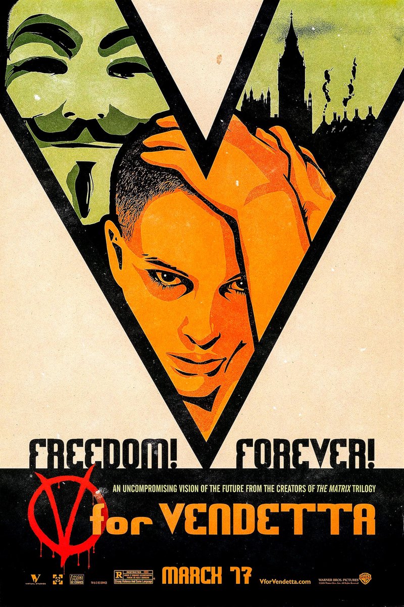 karo-art Poster - V voor Vendetta, 2005, Originele Filmposter, Premium Print, Professioneel Fotopapier Multikleur