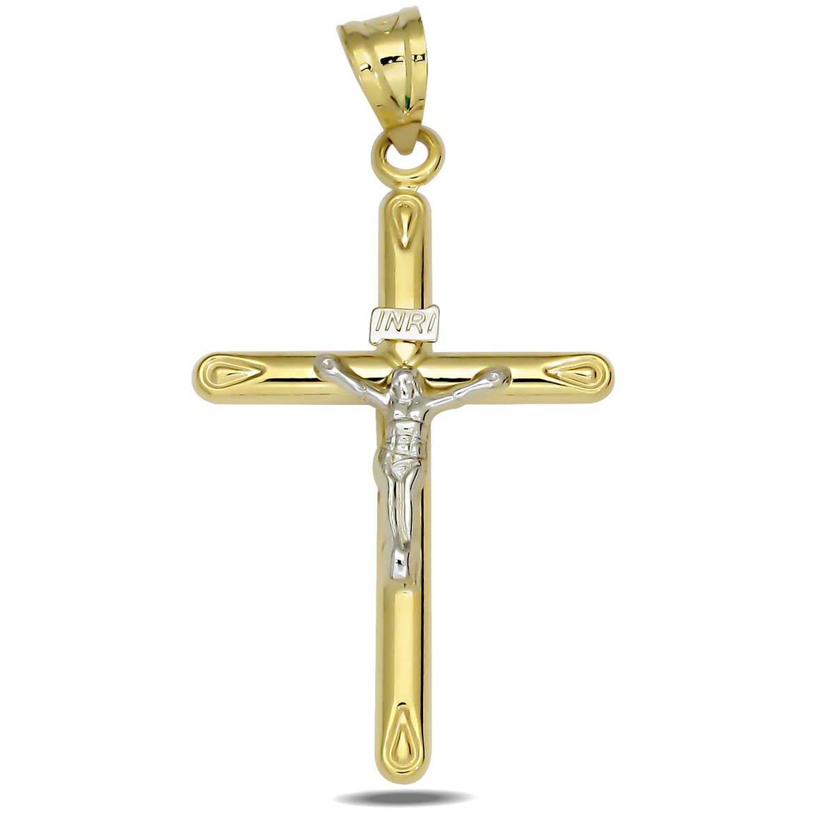 Juwelier Zwartevalk 14 karaat gouden kruis met Jezus hanger - 14.265