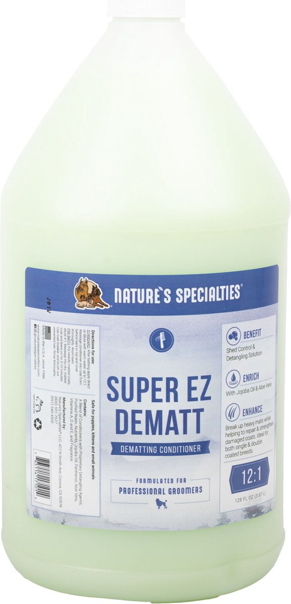 Nature's Specialties - EZ DeMATT - Honden Conditioner Snel Klittende Vacht - Shampoo Pomp Inbegrepen - 3,87L