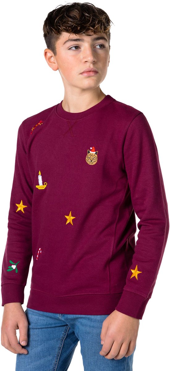 OppoSuits Deluxe X-Mas Icons - Burgundy Sweater - Tiener Kerst Sweater - Kersttrui - Kerst - Rood - Maat 10 Jaar