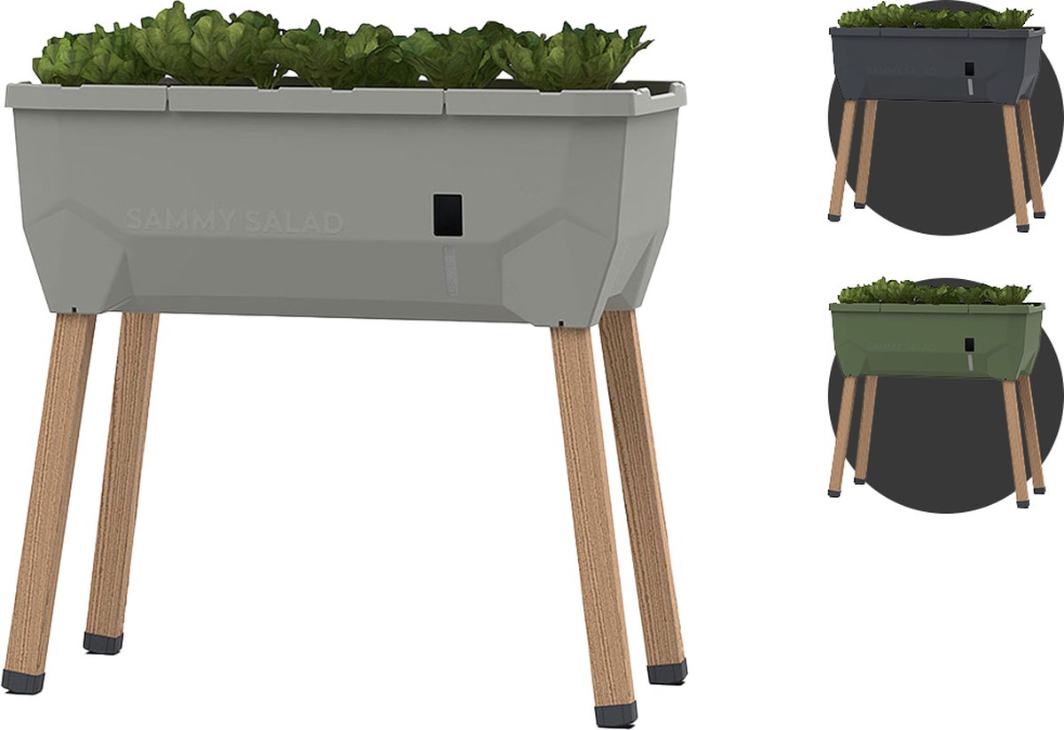 Gusta Garden - Sammy Salad - Slimme kruidenpot met 15 L watertank - Kweekbak - Plantenbak - Lichtgrijs