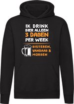 Ik drink bier alleen 3 dagen per week - bier - gezellig - humor - grappig - unisex - trui - sweater - capuchon