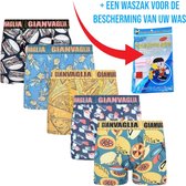 Gianvaglia - Heren Boxershorts + Waszak - 5-Pack - Maat M - Fastfood Edition - Katoen