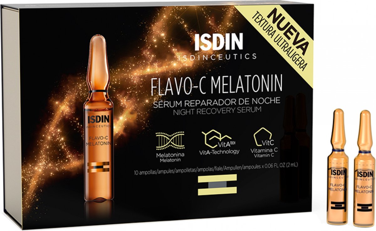 Goedkoopste Herstellende Nachtserum Isdin Flavo-c Melantonin Ampullen (10 x 2 ml