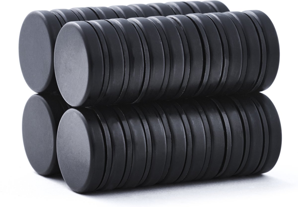 Brute Strength - Super sterke magneten - Rond - 25 x 5 mm - 40 Stuks - Zwarte magneten - Neodymium magneet sterk - Magneten koelkast - Whiteboard magneten - Kleine magneetjes - Mini magneetjes - Platte magneet - Koelkast magneten