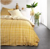 Beddengoed voor 2 personen met gestreepte print SUNSHINE - Geel - 220x240 cm