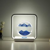 Zandloper blauw lamp 3D - Bewegende kunst dimbaar - Wit licht, warm licht en geel licht - Draadloos opladen - Nachtlamp - Decoratie