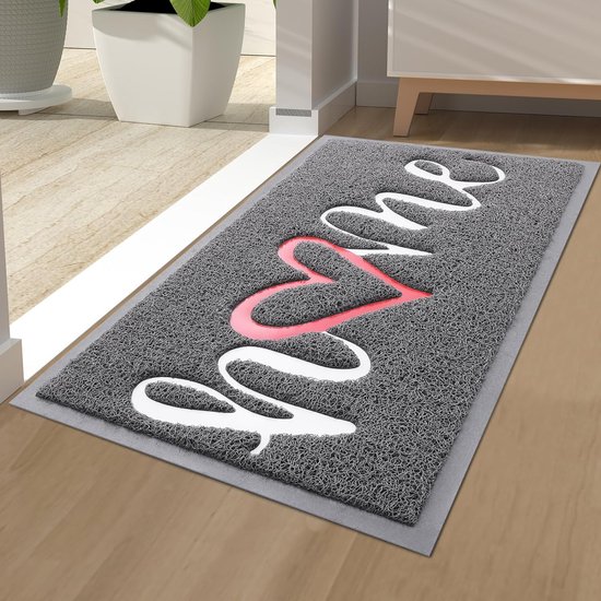 Home Deurmat, voor buiten en binnen, antislip, deurmat, wasbare deurmat voor huisdeur, entree, tuin, 40 x 60 cm, grijs