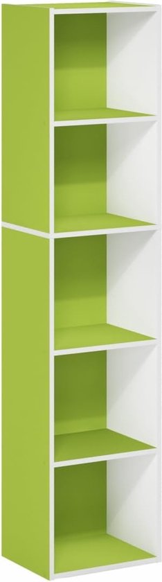 boekenkast 5 niveaus, kubus groen/wit