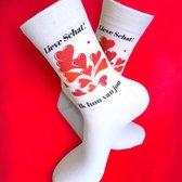 Valentijn - Love - Hou van je - Verjaardag - Gift - Lieve Schat - Valentijns cadeau - Sokken met tekst - Witte sokken - Cadeau voor vrouw en man - Kado - Sokken - Verjaardags cadeau voor hem en haar - Verliefd - Vaderdag - Moederdag - LuckyDay Socks