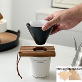 Draagbaar Druppel koffiezet - Koffie Filter To Go - Filterhouder - Herbruikbaar - Duurzaam - Reizen - Kamperen - Kantoor - Thuis - Keramisch - Hout - Zwart