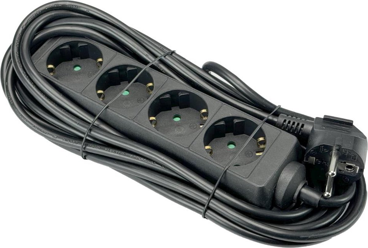 TCD Stekkerdoos RA 4-voudig 3 meter snoer zwart