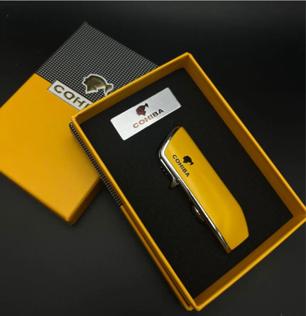 Goedkoopste Cohiba Sigarenaansteker- Geel- Inclusief geschenkdoos- Sigaren- Sigarenboor- Sigarenknipper