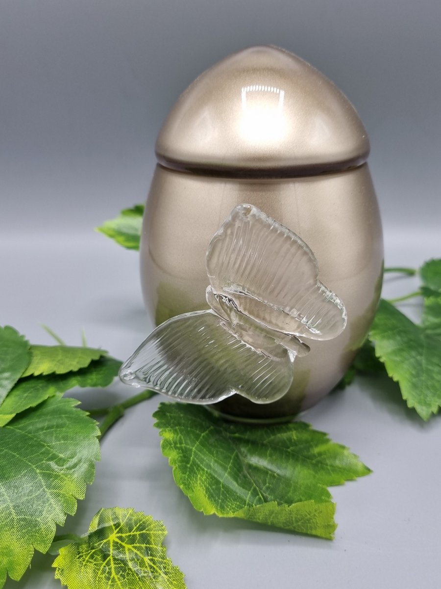 Mini Urn - 168-1 - Cappuccino - Kristalglas - Vlinder - Urn