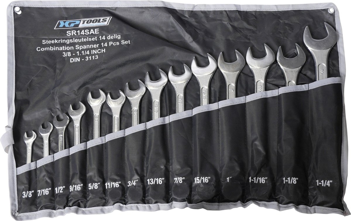 Steekringsleutel set - Inch maten - 14 delig - Ringsteeksleutel set - XP Tools