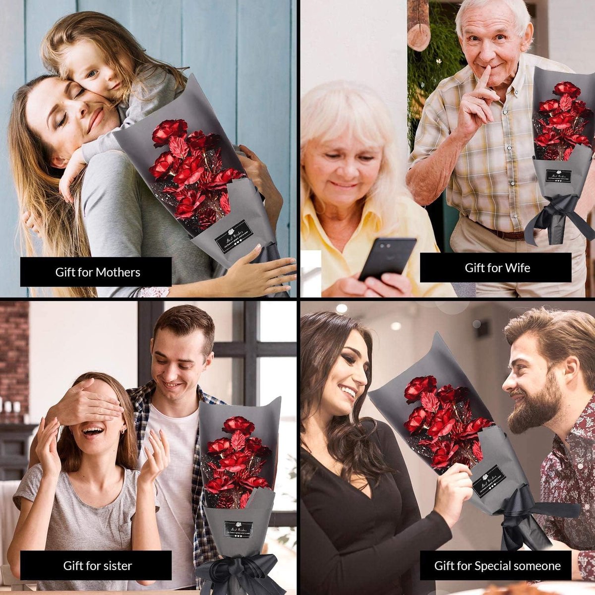 Gouden roos bloemboeket, goudfolie kunstroos boeket met geschenkdoos, beste romantische cadeau ideaal voor haar op Valentijnsdag, Moederdag, jubileum, verjaardag, Kerstmis, decoratie (rood