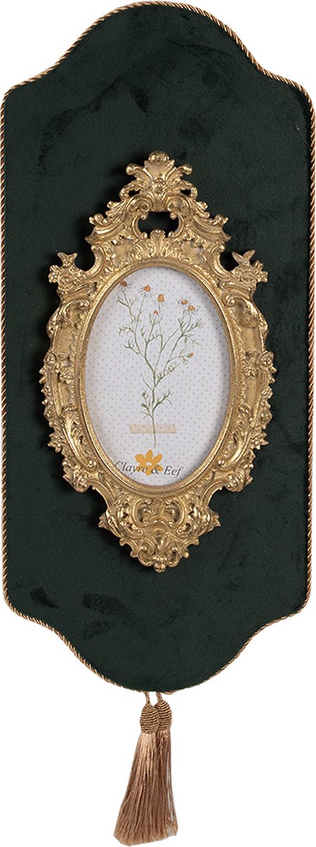 Clayre & Eef Fotolijst 10x15 cm Groen Goudkleurig Kunststof Glas Wanddecoratie Grijs