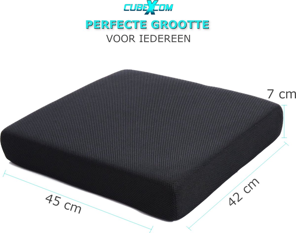 CUBEXCOM® Zitkussen, Orthopedisch Ergonomisch Traagschuim Stoelkussen, Rolstoelkussen, Zitkussen Bureaustoel, Comfortabel Memory Foam Steunkussen, Wigkussen, Bureaustoelkussen, Autostoelkussen, Stuitkussen, İschiaskussen, Zwangerschapskussen,VIERKANT – foto 2