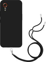 Cazy Soft TPU Telefoonhoesje met Koord - geschikt voor Samsung Galaxy Xcover7 - Toestel Hoesje met Koord - Zwart