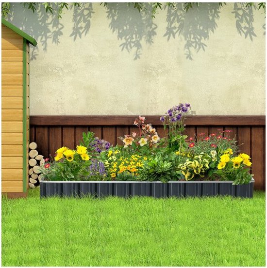 VidaXL plantenbak verhoogd 320x40x45cm gegalvaniseerd staal bruin