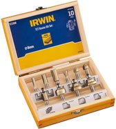 Irwin frezenset 10-delig aansluiting in houten kistje - 8mm stift aansluiting