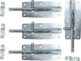 Deltafix schuifslot/plaatgrendel - 4x - 12 x 5cm - verzinkt staal - deur - schutting - hek
