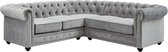 Hoekbank van fluweel CHESTERFIELD - Zilvergrijs L 220 cm x H 74 cm x D 220 cm