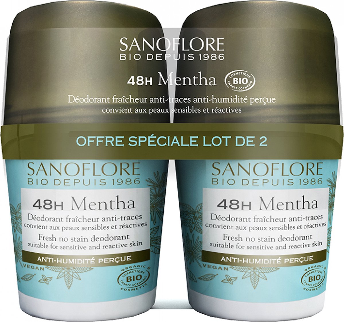 Sanoflore 48H Mentha Organic Anti-Trauma Frisheid Deodorant Set van 2 x 50 ml