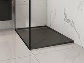 Shower & Design Opzet- of inbouwdouchebak in hars – Met sifon – Zwart – 120 x 80 cm – LYROSA L 120 cm x H 3 cm x D 80 cm