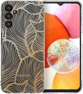 Coque iMoshion Convient pour Samsung Galaxy A14 (4G) / A14 (5G) Coque Siliconen - Coque iMoshion Design - Multicolore / Feuilles Dorées Transparent