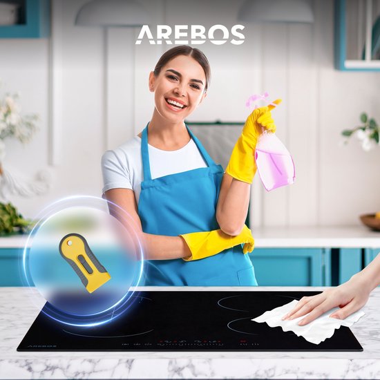 AREBOS Inductiekookplaat Keramische kookplaat Zelfvoorzienend 7200 W 4 zones - Arebos