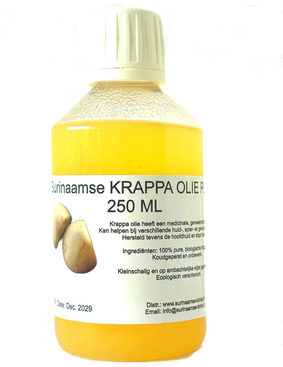 Krappa Olie Puur vloeibaar 250 ML Suriname - Voordeelverpakking - koudgeperst & onbewerkt