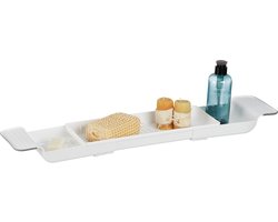 Uitschuifbare badplank met antislip oppervlak en waterafvoergaten, wit