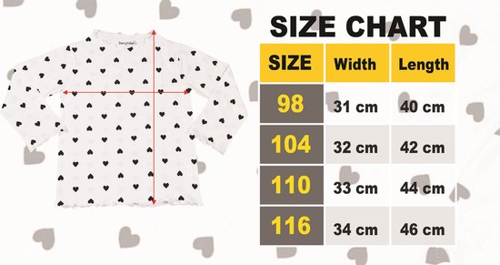 T-shirt pour filles avec coeur d'amour | Taille 110