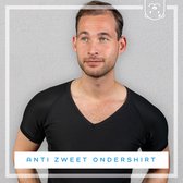 Anti zweet shirt - Zwart - V-hals - van zijdezacht Modal en stretch - met ingenaaide okselpads - Ondershirt - tegen Zweetvlekken - heren M