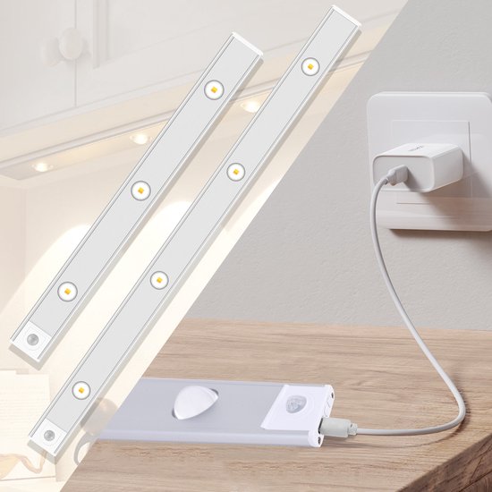 Heuts Goods - LUXE Nachtlampje met bewegingssensor - Wandlamp - Wandlamp Binnen - USB Oplaadbaar - Magnetische Montage - Dimbaar - LED Licht - Inclusief Oplaadkabel - Meerdere kleuren - 60CM van Heuts Goods — afbeelding 2