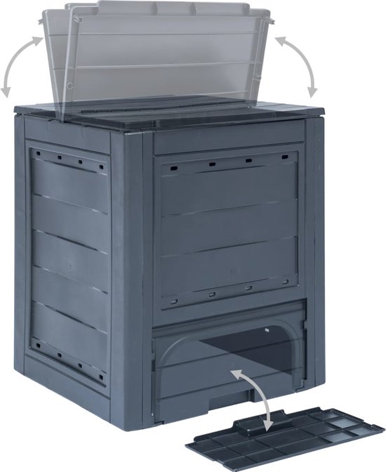 vidaXL Compostbakken 3 st 780 L 60x60x73 cm grijs Compostbak Inclusief ...