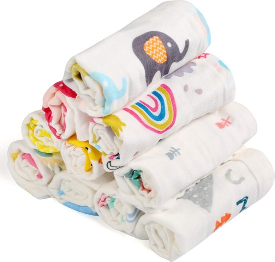 Lot De 8 Serviettes De Toilette Pour Bébé En Mousseline De Coton