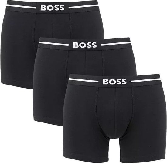 HUGO BOSS Boxer Bold (pack de 3) - boxer homme longueur normale - noir - Taille : S