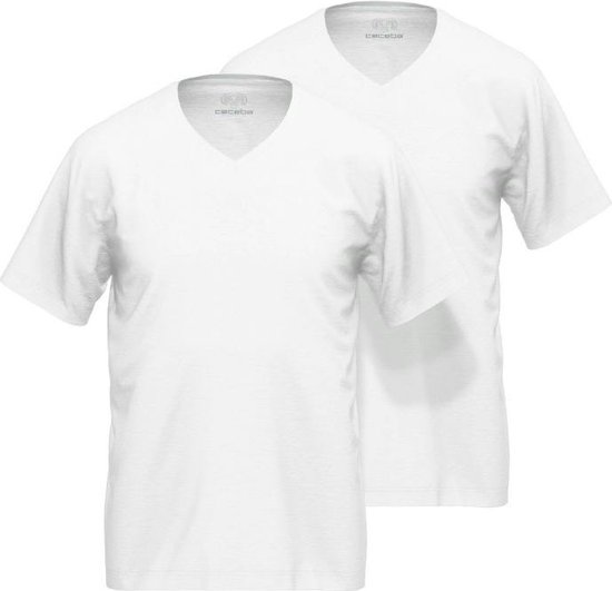 Ceceba heren T-shirt V-hals (2-pack) - wit - Maat: 5XL