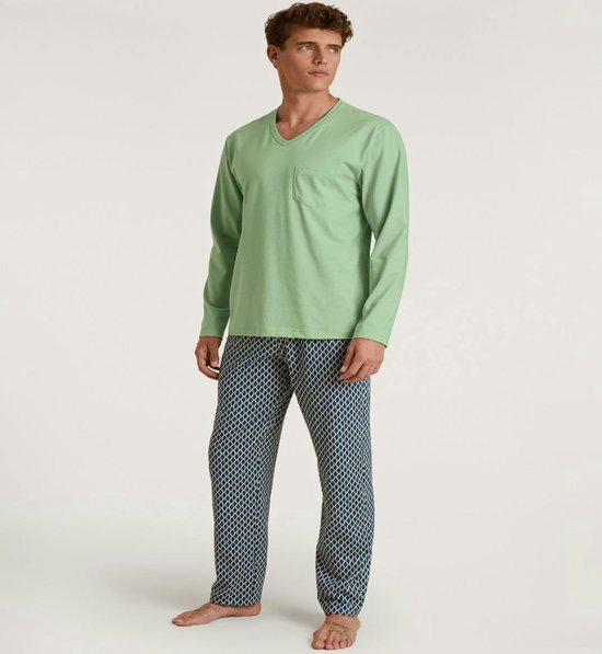 Calida Relax Imprint Pyjama lange broek - Zwart-Groen - 47487-613 - Mannen