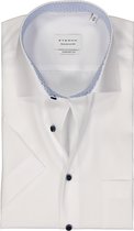 ETERNA comfort fit overhemd korte mouw - popeline - wit (contrast) - Strijkvrij - Boordmaat: 48