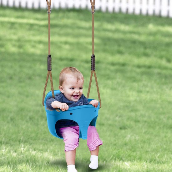 Kinderbabyschommel, kinderschommel met karabijnhaken, kinderschommel voor tuin, verstelbaar touw lang 150-200cm, schommelplank 272 kg capaciteit, blauw van Kinder — afbeelding 2