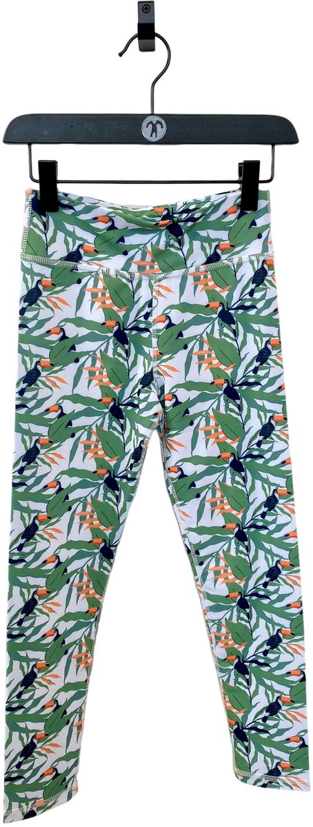Ducksday - sport legging voor kinderen - sportbroek - dansbroek - Stretch materiaal - unisex - Toucan - Groen - maat 134/140